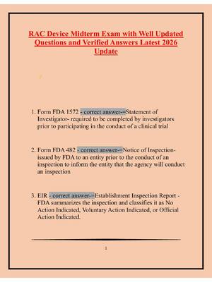 Preview image for RAC Device Midterm Exam with Well Updated Questions and Verified Answers Latest 2026 Update