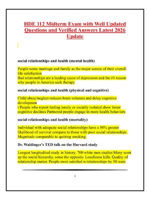 Preview of HDE 112 Midterm Exam with Well Updated Questions and Verified Answers Latest 2026 Update