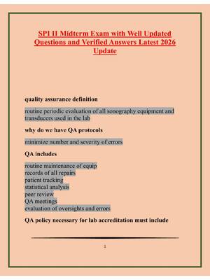 Preview of SPI II Midterm Exam with Well Updated Questions and Verified Answers Latest 2026 Update