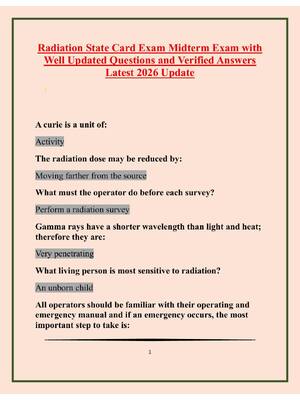 Preview image for Radiation State Card Exam Midterm Exam with Well Updated Questions and Verified Answers Latest 2026 Update