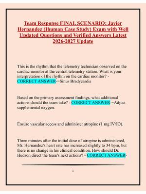 Preview of Team Response FINAL SCENARIO Javier Hernandez (Ihuman Case Study) Exam with Well Updated Q