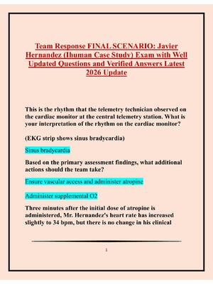 Preview of Team Response FINAL SCENARIO: Javier  Hernandez (Ihuman Case Study) Exam with Well  Update