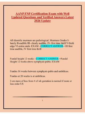 Preview of AANP FNP Certification Exam with Well Updated Questions and Verified Answers Latest 2026 U