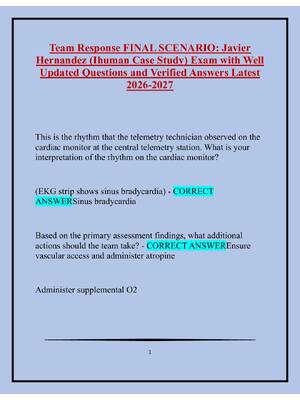 Preview image for Team Response FINAL SCENARIO Javier Hernandez (Ihuman Case Study) Exam with Well Updated Questions and Verified Answers Latest 2026-2027