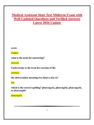 Preview image for Medical Assistant State Test Midterm Exam with Well Updated Questions and Verified Answers Latest 2026 Update