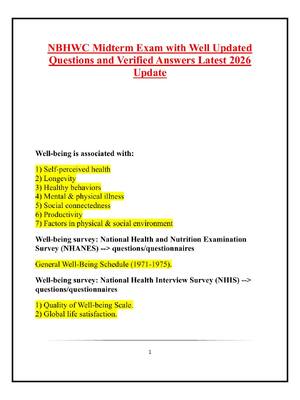 Preview of NBHWC Midterm Exam with Well Updated Questions and Verified Answers Latest 2026 Update