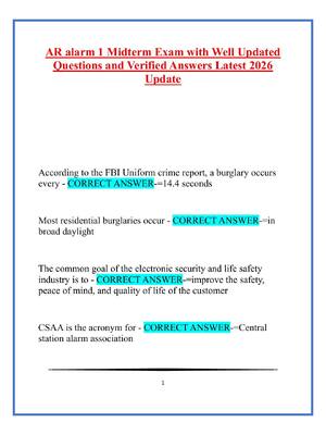 Preview image for AR alarm 1 Midterm Exam with Well Updated Questions and Verified Answers Latest 2026 Update
