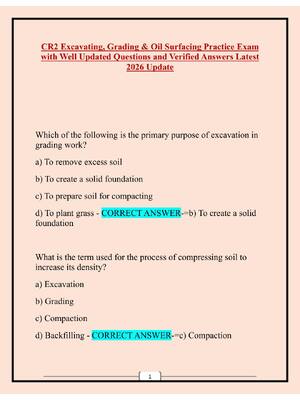 Preview of CR2 Excavating, Grading & Oil Surfacing Practice Exam  with Well Updated Questions and Ver