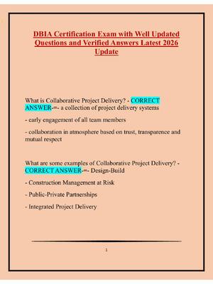 Preview of DBIA Certification Exam with Well Updated Questions and Verified Answers Latest 2026 Updat