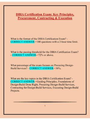 Preview of 1    DBIA Certification Exam: Key Principles,  Procurement, Contracting & Execution