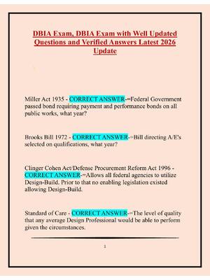 Preview image for 1    DBIA Exam, DBIA Exam with Well Updated  Questions and Verified Answers Latest 2026  Update