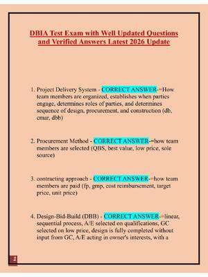 Preview of DBIA Test Exam with Well Updated Questions and Verified Answers La