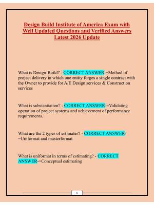 Preview of Design Build Institute of America Exam with Well Updated Questions and Verified Answers La