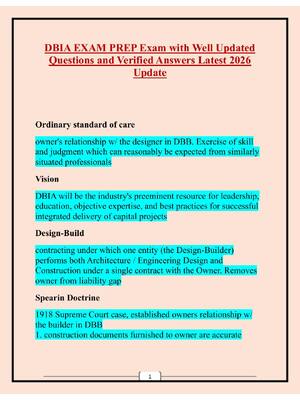 Preview of DBIA EXAM PREP Exam with Well Updated Questions and Verified Answers Latest 2026 Update