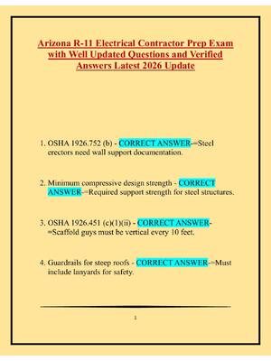 Preview of Arizona R-11 Electrical Contractor Prep Exam  with Well Updated Questions and Verified  An
