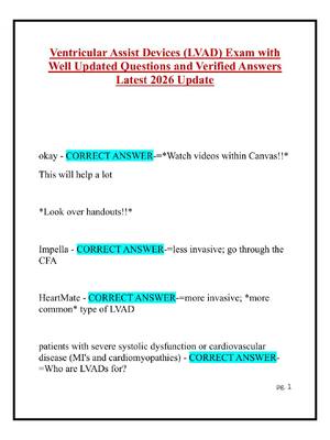 Preview of Ventricular Assist Devices (LVAD) Exam with  Well Updated Questions and Verified Answers