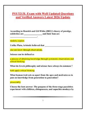 Preview image for PSY3213L Exam with Well Updated Questions and Verified Answers Latest 2026 Update
