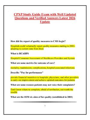 Preview of CPXP Study Guide Exam with Well Updated Questions and Verified Answers Latest 2026 Update