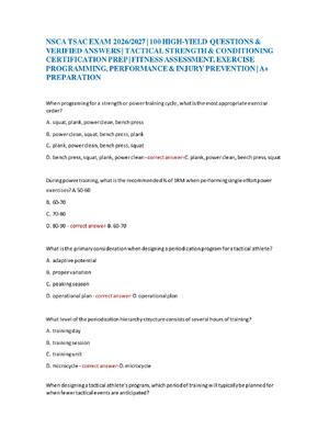Preview of NSCA TSAC EXAM 2026/2027 | 100 HIGH-YIELD QUESTIONS &  VERIFIED ANSWERS | TACTICAL STRENGT