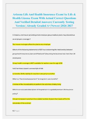 Preview of Arizona Life And Health Insurance Exam/Az Life &  Health License Exam