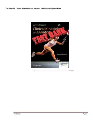 Preview image for Test Bank for Clinical Kinesiology and Anatomy 7th Edition by Lippert Lynn Complete All Chapters Verified Answers Rated A+