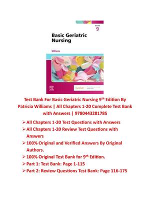 Preview of Basic Geriatric Nursing 9th Edition By Patricia Williams | Test Bank |