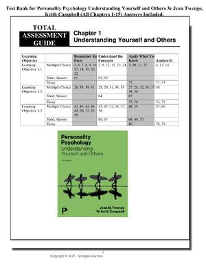 Preview image for Personality Psychology Understanding Yourself and Others 3rd Edition By Jean Twenge, Keith Campbell | Test Bank |
