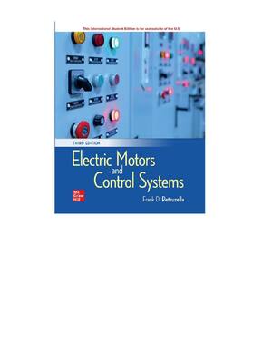 Preview of Electric Motors and Control Systems 3rd Edition (ISE) By Frank D Petruzella