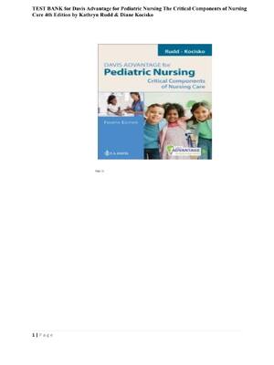 Preview of Test Bank for Davis Advantage for Pediatric Nursing The Critical Components of Nursing Car