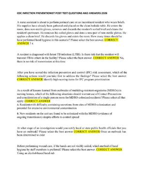 Preview of Cdc Infection Preventionist Post Test Questions And Verified Answers 2026 Rated A+