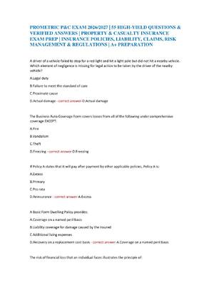 Preview of PROMETRIC P&C EXAM 2026/2027 | 55 HIGH-YIELD QUESTIONS &  VERIFIED ANSWERS | PROPERTY & CA
