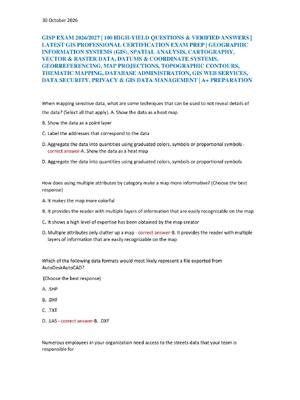 Preview of GISP EXAM 2026/2027 | 100 HIGH-YIELD QUESTIONS & VERIFIED ANSWERS |  LATEST GIS PROFESSION