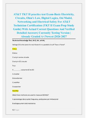 Preview of AT&T TKT II practice test Exam-Basic Electricity,  Circuits, Ohm’s Law, Digital Logics, Os