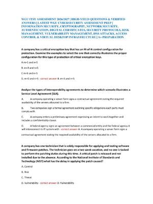 Preview of WGU ITSY ASSESSMENT 2026/2027 | HIGH-YIELD QUESTIONS & VERIFIED  ANSWERS | LATEST WGU CYBE