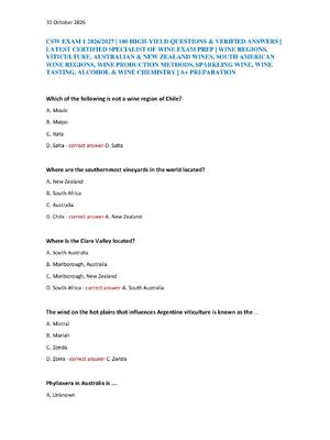 Preview of CSW EXAM 1 2026/2027 | 100 HIGH-YIELD QUESTIONS & VERIFIED ANSWERS |  LATEST CERTIFIED SPE