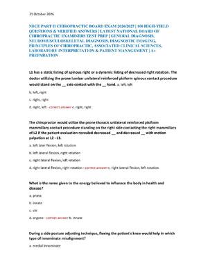 Preview of NBCE PART II CHIROPRACTIC BOARD EXAM 2026/2027 | 100 HIGH-YIELD  QUESTIONS & VERIFIED ANSW