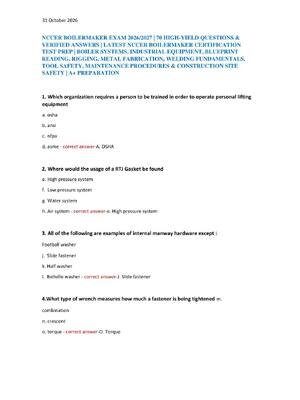 Preview of NCCER BOILERMAKER EXAM 2026/2027 | 70 HIGH-YIELD QUESTIONS &  VERIFIED ANSWERS | LATEST NC