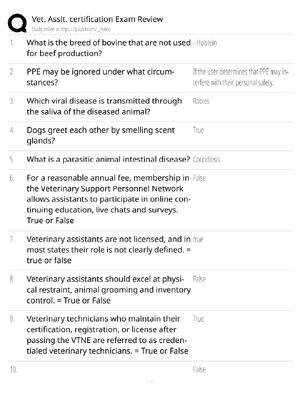 Preview of Vet Assistant Certification Exam Review / Score 100% / 2025 Update