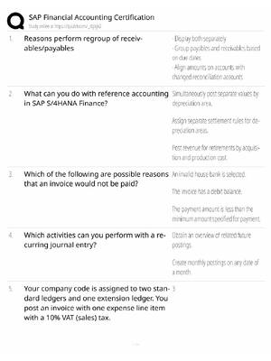 Preview image for SAP Financial Accounting Certification / Score 100% / 2026 Update