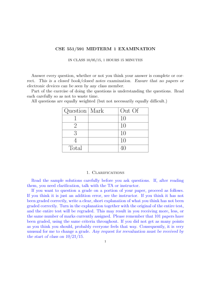 Arizona State UniversityCSE 551551mt1f15sol preview image