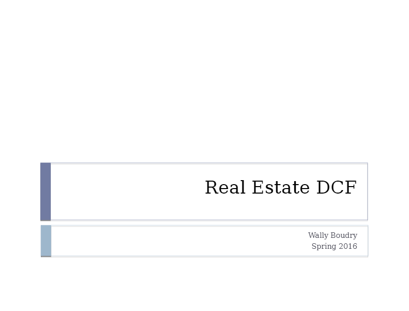 Cornell UniversityHADM 42805. Real Estate DCF 2016 preview image