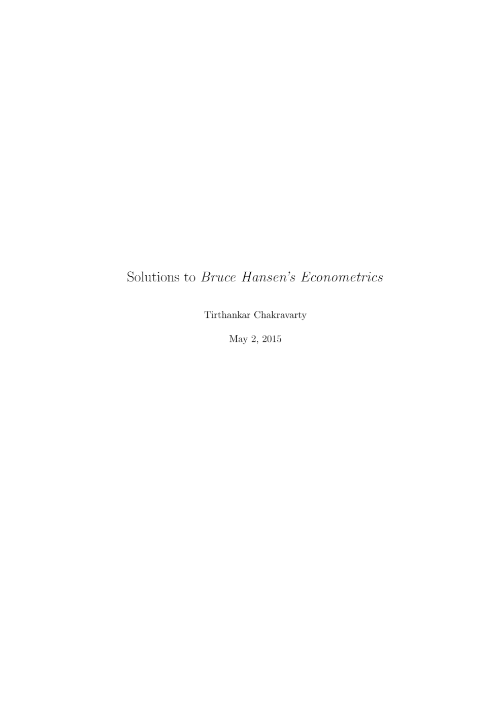Oxford University    ECON 671    HansenSolutions preview image