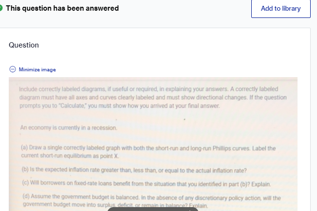 Business Economics Macroeconomics Include correctly labeled diagrams