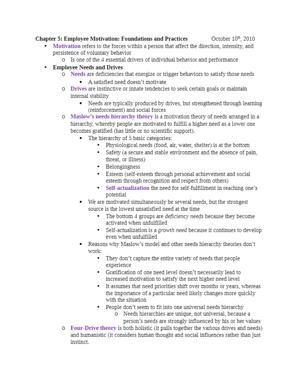 Chapter 5 Employee Motivation Foundations and Practices