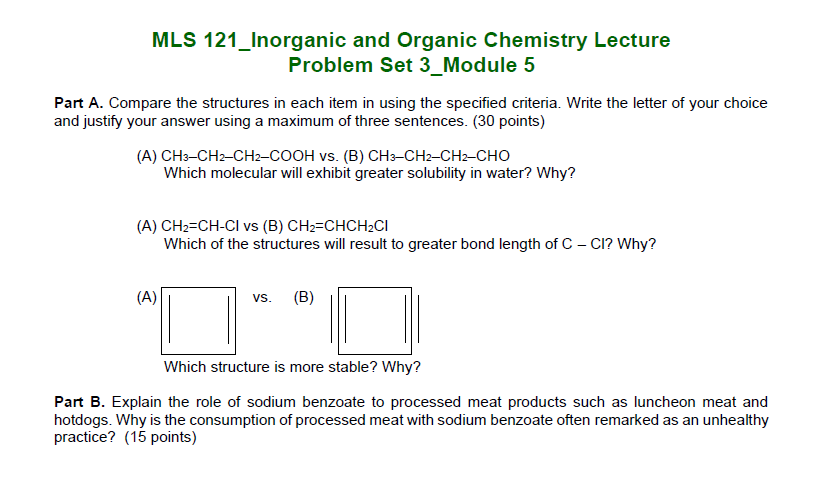Saint Louis University, Baguio City Main Campus - Bonifacio St., Baguio City  CHEM  CHEM 123  MLS 121_Inorganic and Orga... preview image