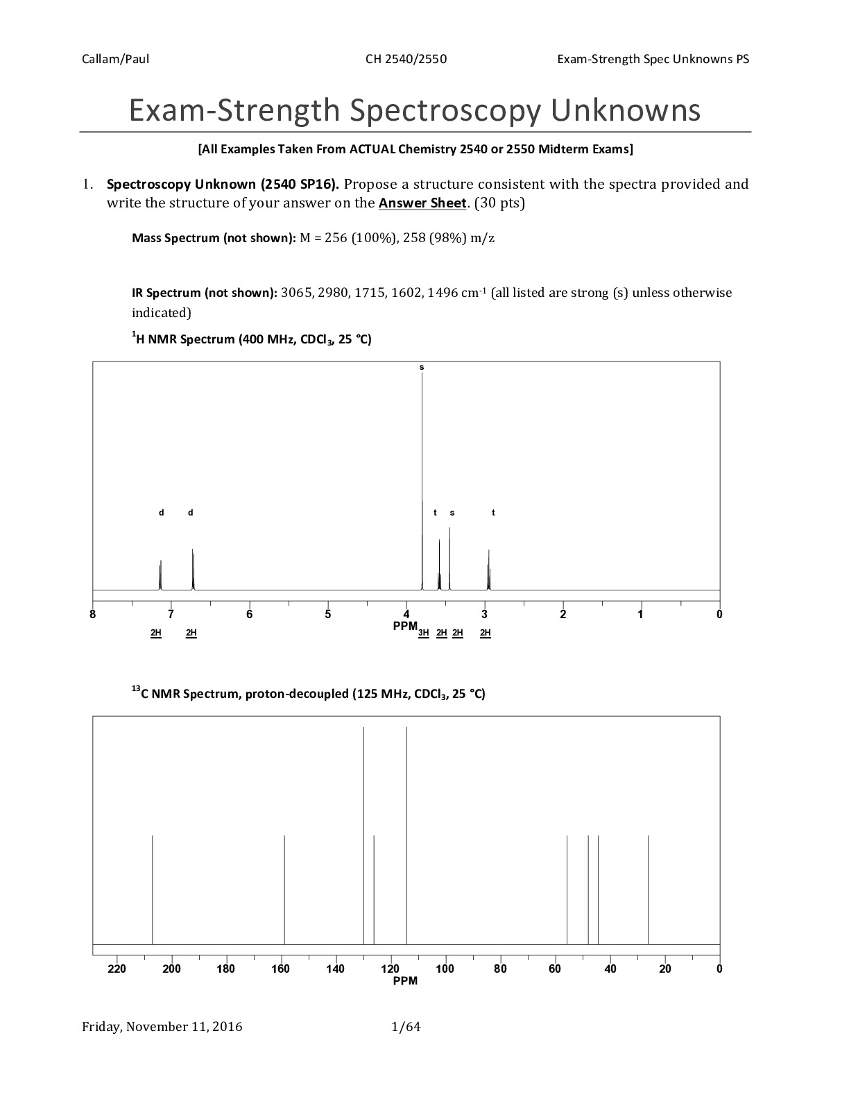 Exam-Strength Spectroscopy Unknowns