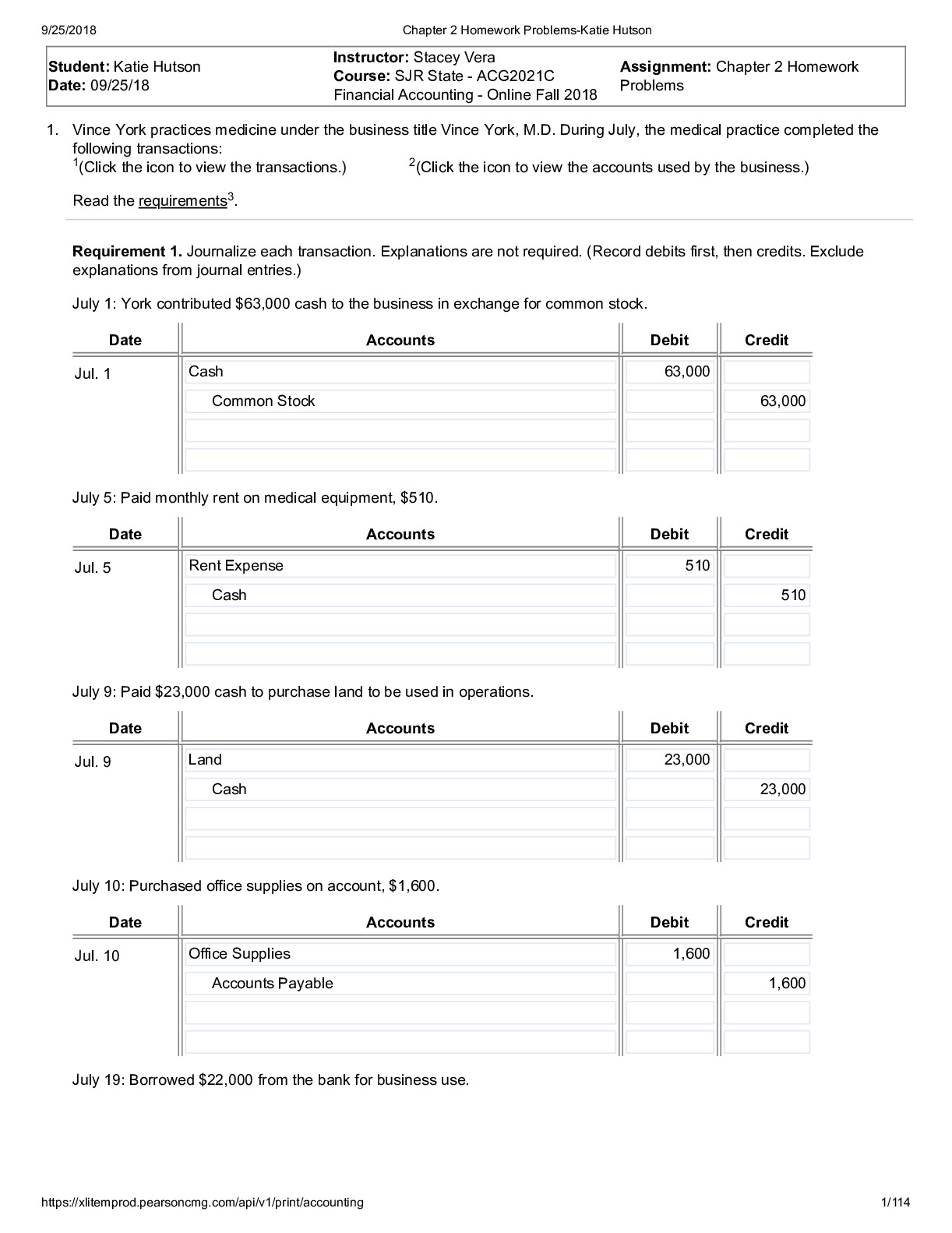 Chapter 2 Homework Problems-Katie Hutson. St. Johns River State College ...