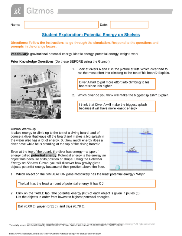 Gizmos_ Potential Energy on Shelves answers. Uni. Iceland CS 101
