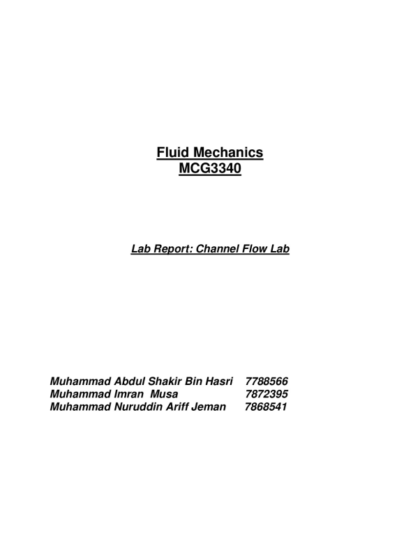 Channel Flow Lab University of Ottawa MCG 3340