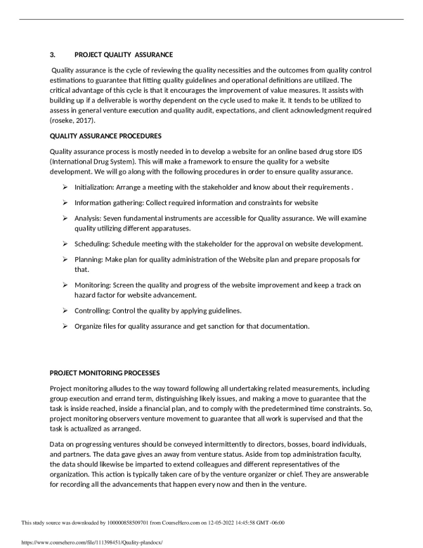 Quality planFanshawe College BUSINESS 6062 preview image
